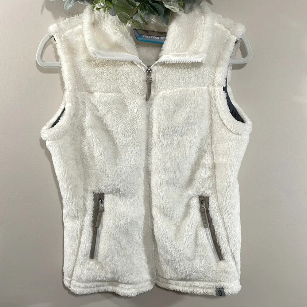 Free Country Alpine Butter Pile Vest Faux Fur White S